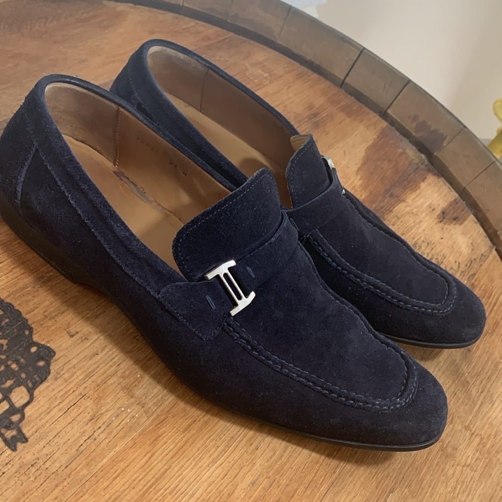 Magnanni | Blue Suede Slip On Loafers Shoes 9.5 M - Picture 14 of 16